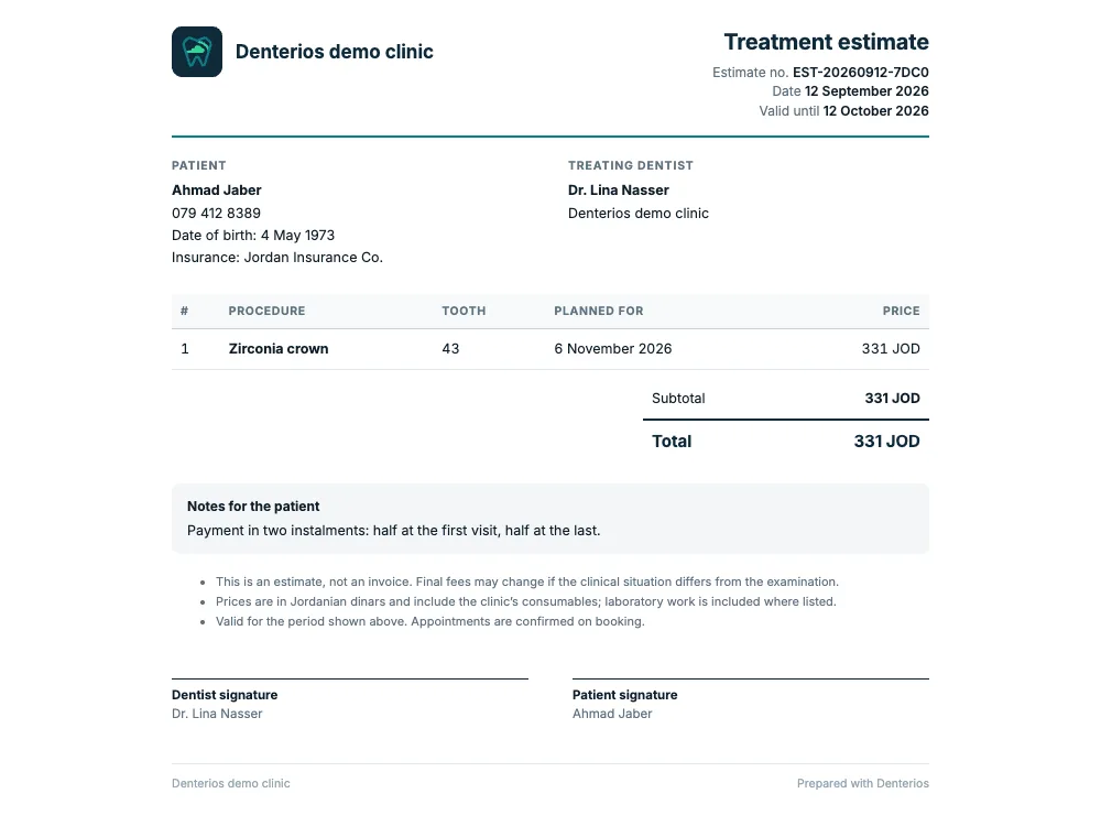 Treatment estimate PDF